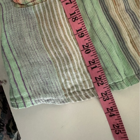 Flax Multicolored Striped 100% Linen Button Front Flap Front Pockets Blazer M? - Picture 16 of 16